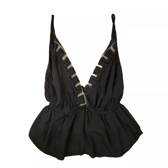 Free People XS Surplice Neckline Black Spaghetti Strap V Back - Picture 1 of 4